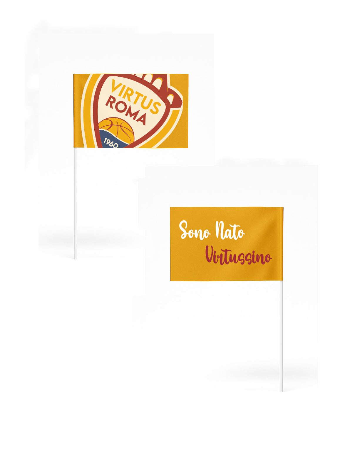 Bandierina tifo gialla stemma Virtus Roma 1960